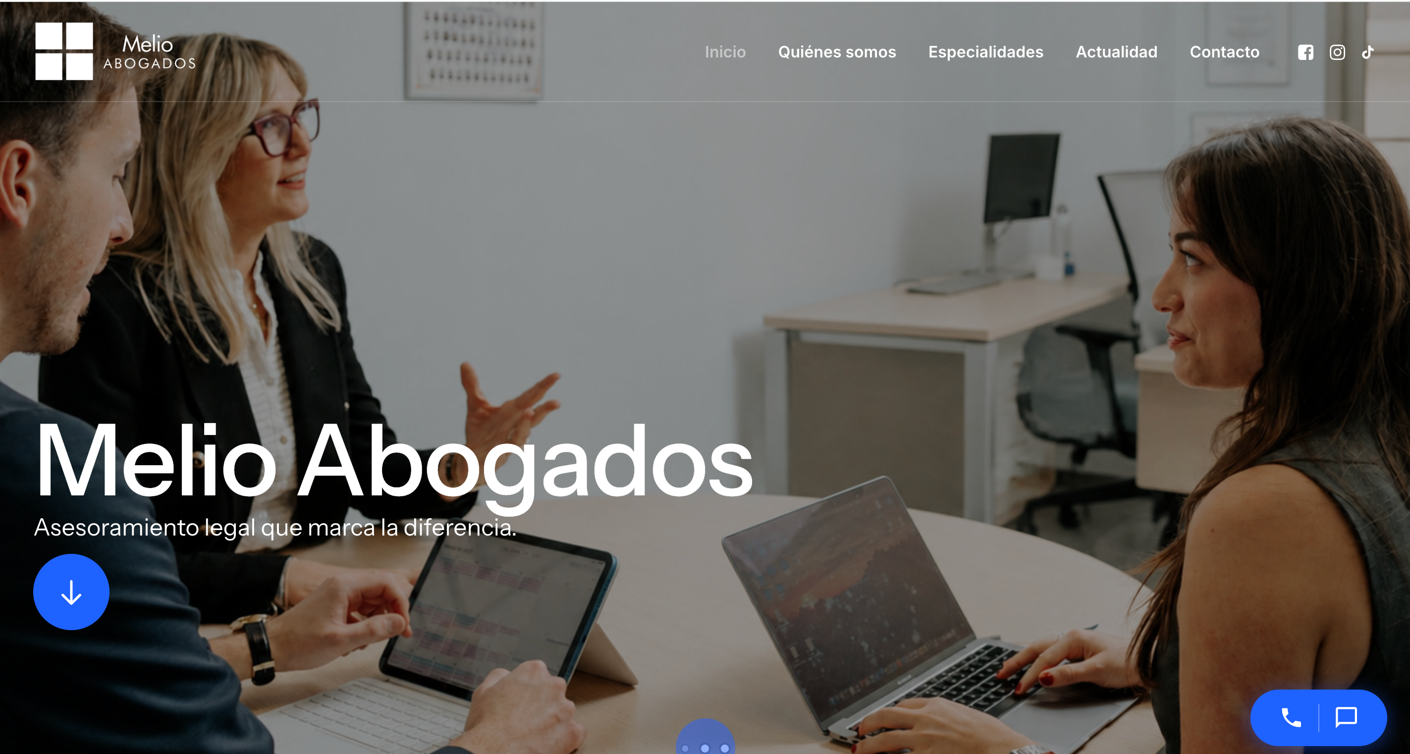 Captura de escritorio de la web de melioabogados.com