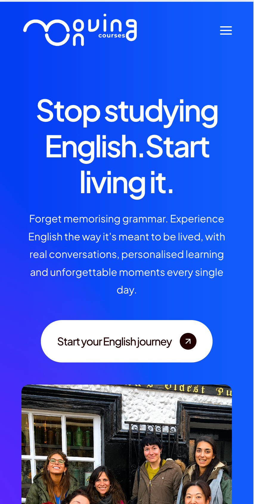 Captura móvil de la web de movingoncourses.com